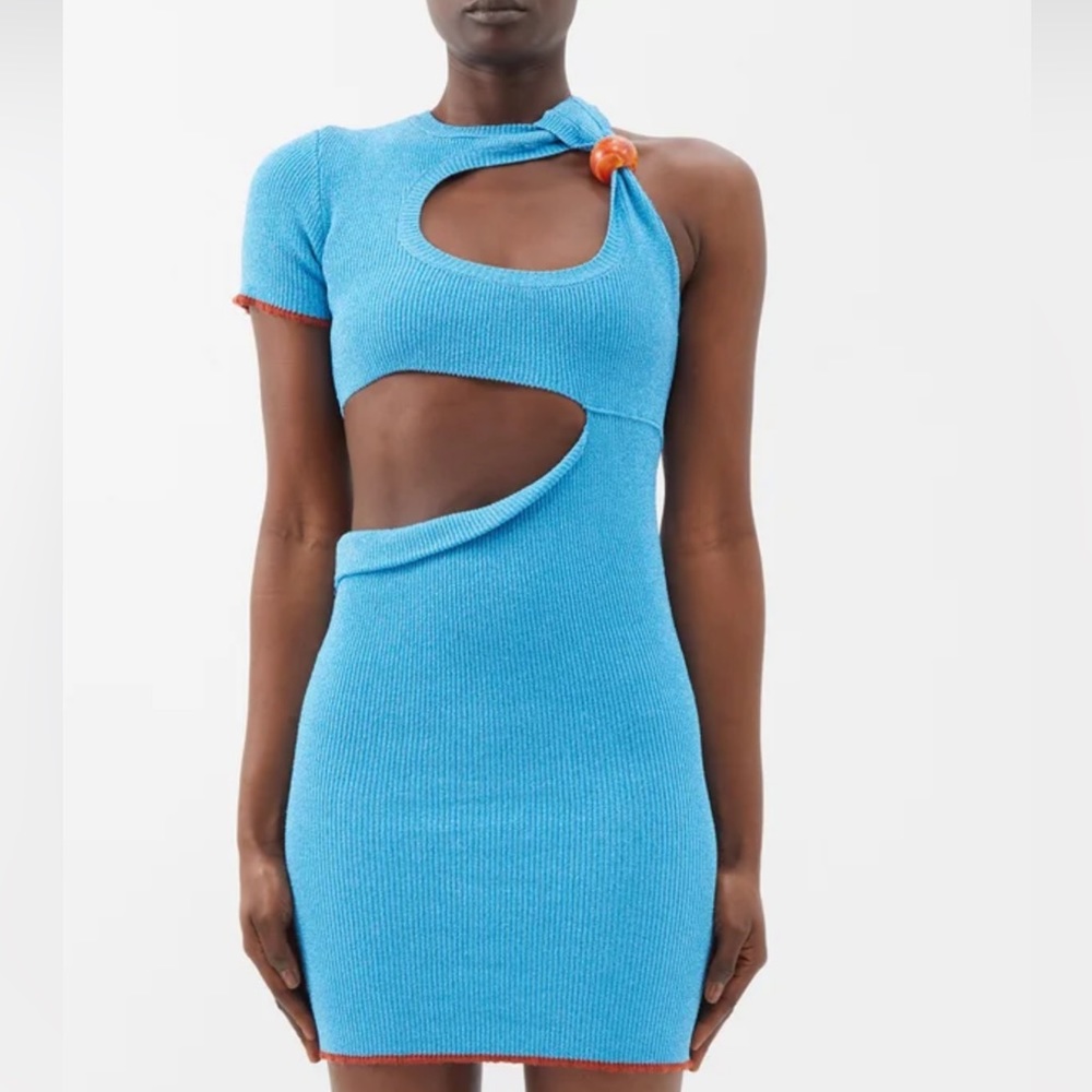 Jacquemus one shoulder cut out knit dress